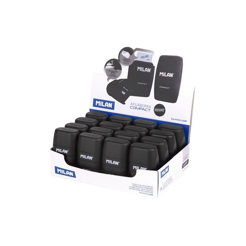 (4703116DW) MILAN AFILABORRAS COMPACT SHADOW CAJA EXPOSITORA 16 UD SACAPUNTAS DOBLE CON GOMA (4703116DW) MILAN AFILABORRAS COMPACT SHADOW CAJA EXPOSITORA 16 UD SACAPUNTAS DOBLE CON GOMA
