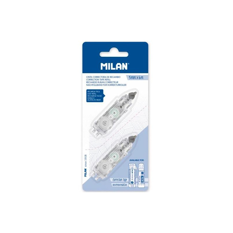 (BWM10467) MILAN RECAMBIO CINTA CORRECTORA CILÍNDRICA Y EXTENSIÓN 5MMX6M BLÍSTER 2 UD (BWM10467) MILAN RECAMBIO CINTA CORRECTORA CILÍNDRICA Y EXTENSIÓN 5MMX6M BLÍSTER 2 UD