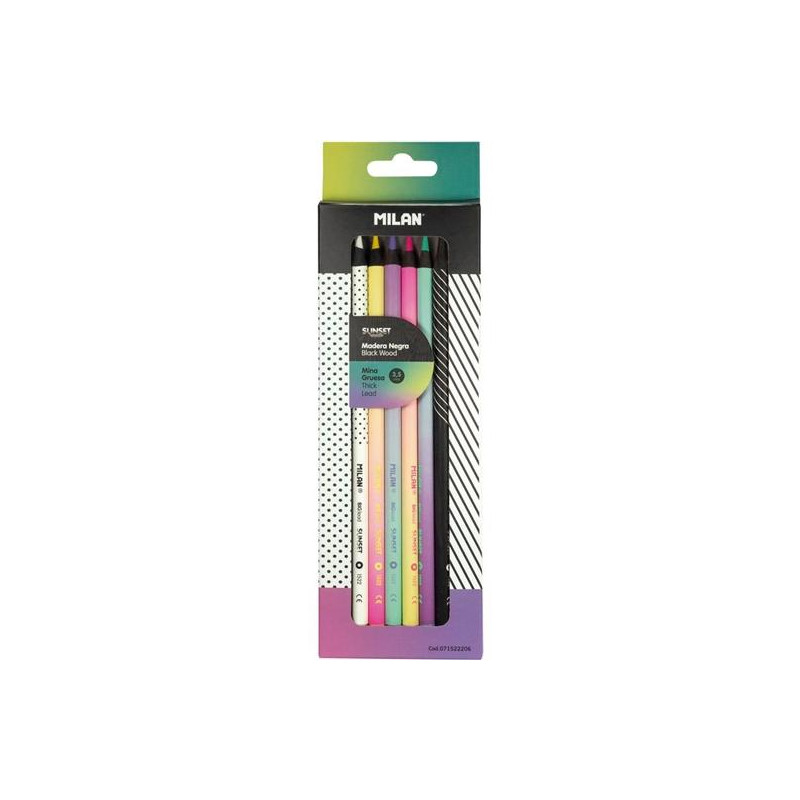 (071522206) MILAN LÁPICES DE COLORES MINA GRUESA SUNSET MADERA NEGRA ESTUCHE 6 UD C/SURTIDOS (071522206) MILAN LÁPICES DE COLORES MINA GRUESA SUNSET MADERA NEGRA ESTUCHE 6 UD C/SURTIDOS
