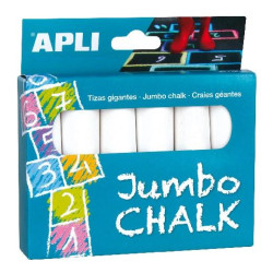 (14370) APLI TIZAS GIGANTES JUMBO Ø25X105MM BLANCO CAJA 6 UD