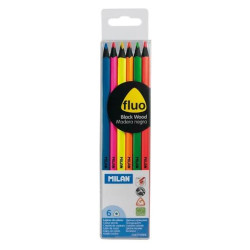 (752306) MILAN LÁPICES DE COLORES FLUO TRIANGULARES C/SURTIDOS ESTUCHE 6 UD