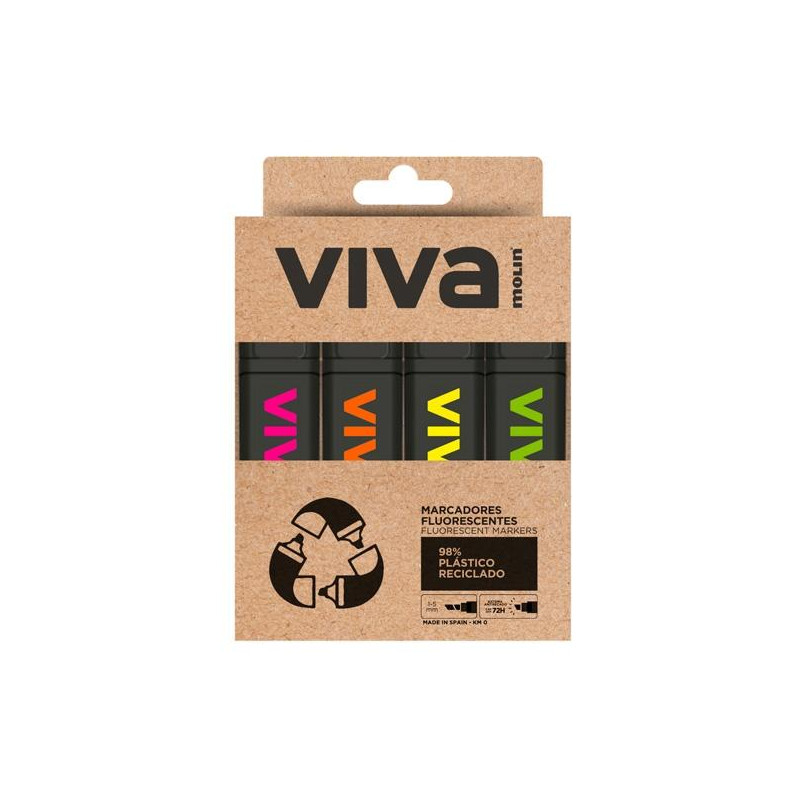 (RTF240-04W-E) MOLIN MARCADOR FLUORESCENTE VIVA ECO C/SURTIDOS ESTUCHE 4 UD (RTF240-04W-E) MOLIN MARCADOR FLUORESCENTE VIVA ECO C/SURTIDOS ESTUCHE 4 UD