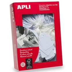 (00387) APLI ETIQUETAS COLGANTES CON HILO 13X20MM CAJA 1000 UD BLANCO