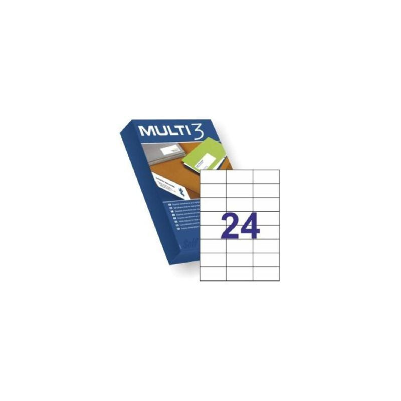 (10518) MULTI-3 ETIQUETAS ADHESIVAS 70X37MM INKJET/LÁSER CANTOS RECTOS 24 X 500H BLANCO (10518) MULTI-3 ETIQUETAS ADHESIVAS 70X37MM INKJET/LÁSER CANTOS RECTOS 24 X 500H BLANCO