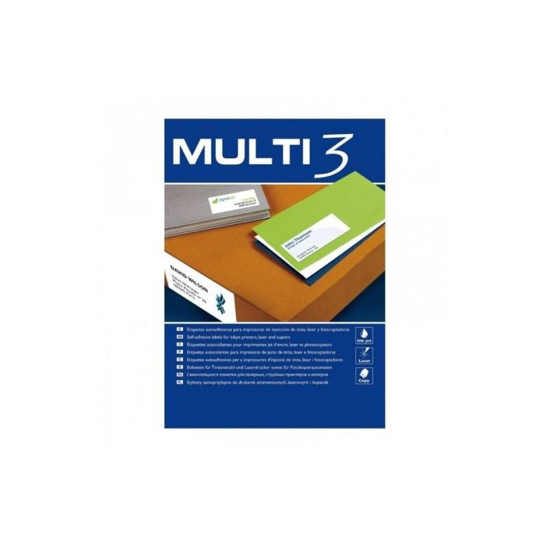 (10528) MULTI-3 ETIQUETAS ADHESIVAS 105X48 MM INKJET/LÁSER C/RECTOS 12 X 500H BLANCO (10528) MULTI-3 ETIQUETAS ADHESIVAS 105X48 MM INKJET/LÁSER C/RECTOS 12 X 500H BLANCO