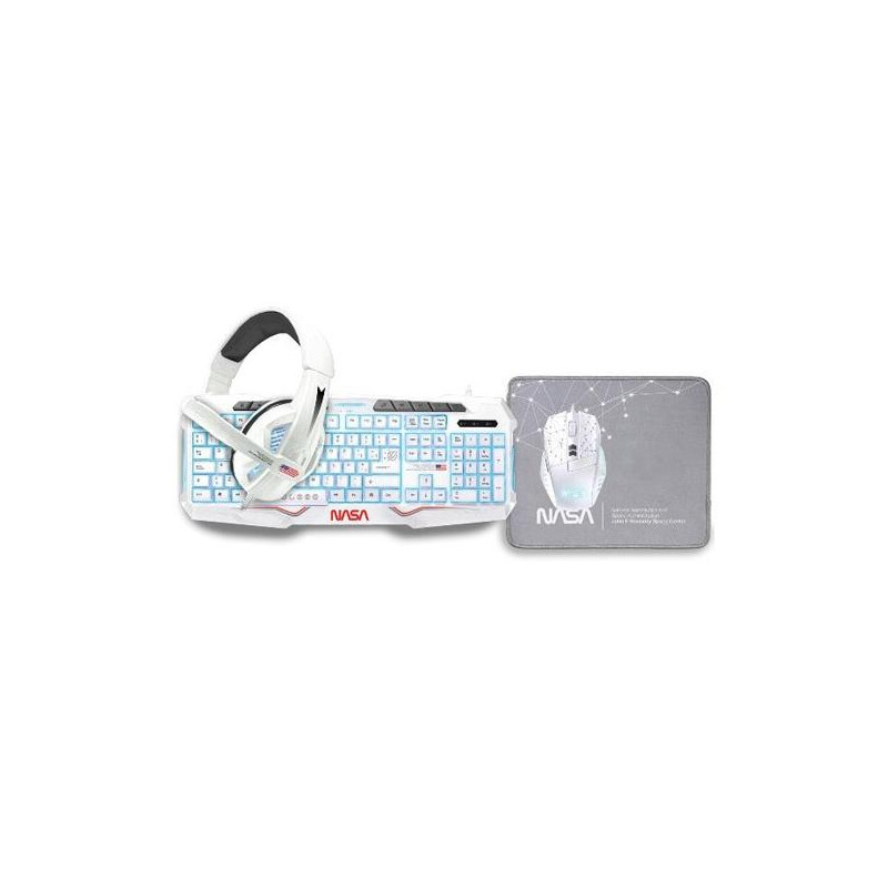 (ANDROMEDA4IN1-W) NASA KIT GAMING TECLADO + RATÓN C/CABLE + ALFOMBRILLA + AURICULAR C/MICROFONO (ANDROMEDA4IN1-W) NASA KIT GAMING TECLADO + RATÓN C/CABLE + ALFOMBRILLA + AURICULAR C/MICROFONO
