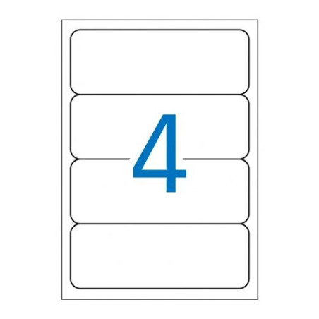 (01233) APLI ETIQUETAS ADHESIVAS PARA ARCHIVO 190X61MM INKJET/LÁSER C/ROMOS 4 X 25H BLANCO