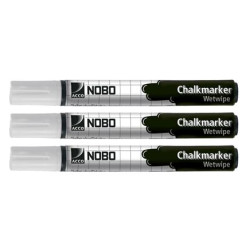 (34438398) NOBO MARCADORES TIZA LÍQUIDA BORRADO HÚMEDO BLANCO PACK -3U-