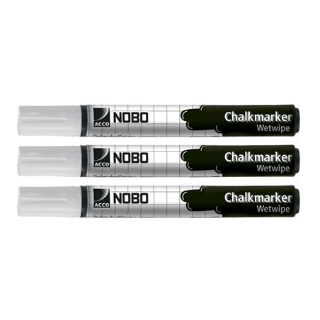 (34438398) NOBO MARCADORES TIZA LÍQUIDA BORRADO HÚMEDO BLANCO PACK -3U-