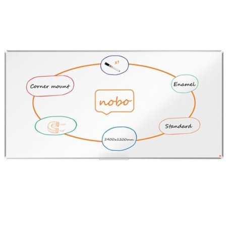 (1915151) NOBO PIZARRA PREMIUM PLUS DE ACERO VITRIFICADO 240X120CM BLANCO