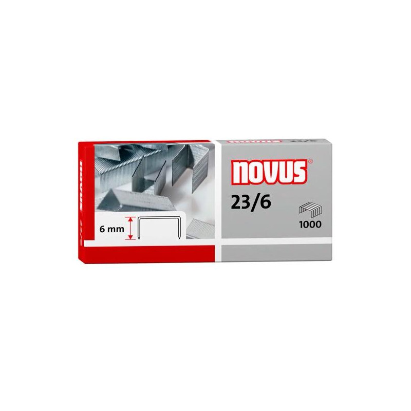(042-0039) NOVUS GRAPAS 23/6 PARA GRAPADORAS DE GRUESOS CAJA 1000 UD