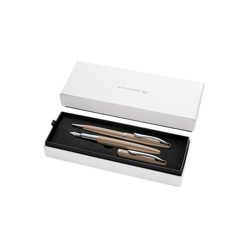 (400198412) PELIKAN SET BOLÍGRAFO + ESTILOGRÁFICA JAZZ NOBLE ELEGANCE TINTA AZUL COLOR PARDO ESTUCHE DE REGALO