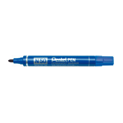(N50-CE) PENTEL PEN N50-BE MARCADOR PERMANENTE CUERPO ALUMINIO AZUL Y PUNTA MEDIA CONICA -12U-