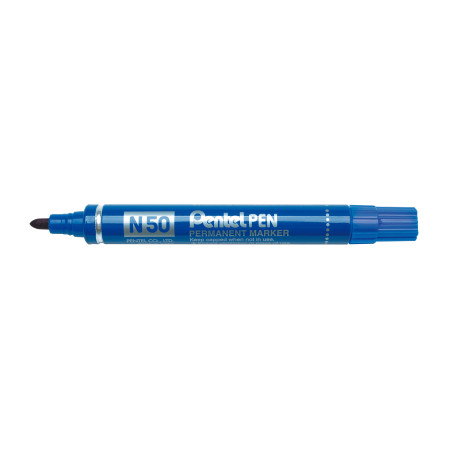 (N50-CE) PENTEL PEN N50-BE MARCADOR PERMANENTE CUERPO ALUMINIO AZUL Y PUNTA MEDIA CONICA -12U-