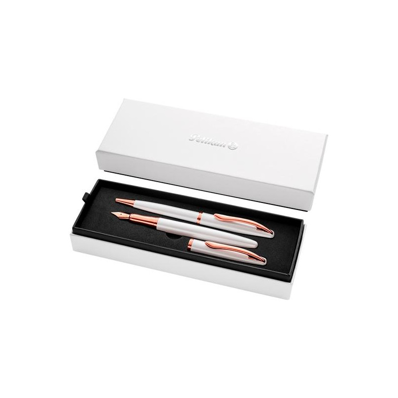 (400189916) PELIKAN SET BOLÍGRAFO + ESTILOGRÁFICA JAZZ NOBLE ELEGANCE TINTA AZUL COLOR PERLA ESTUCHE DE REGALO
