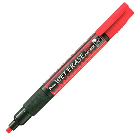 (SMW26-BO) PENTEL MARCADOR DE TIZA LÍQUIDA WET ERASE ROJO CAJA 12 UD
