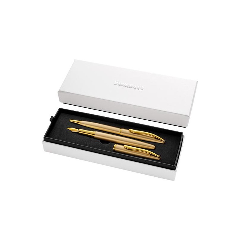 (400189918) PELIKAN SET BOLÍGRAFO + ESTILOGRÁFICA JAZZ NOBLE ELEGANCE TINTA AZUL COLOR ORO ESTUCHE DE REGALO
