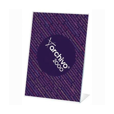 (10906 CS TP) ARCHIVO 2000 EXPOSITOR SOBREMESA EN FORMA DE L DIN A6 VERTICAL 45X105X155 MM CRISTAL TRANSPARENTE