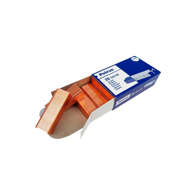 (55719) PETRUS GRAPAS MOD.26 (23/10) COBREADAS PARA GRAPADORA 1600 -CAJA DE 1000-