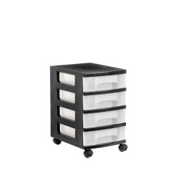 (1104R CS TL) ARCHIVO 2000 TORRE DE ALMACENAJE ARCHIVO 2000 CON 4 CAJONES DE 6 LITROS. RUEDAS INCLUÍDAS 390X290X480 MM NEGRO