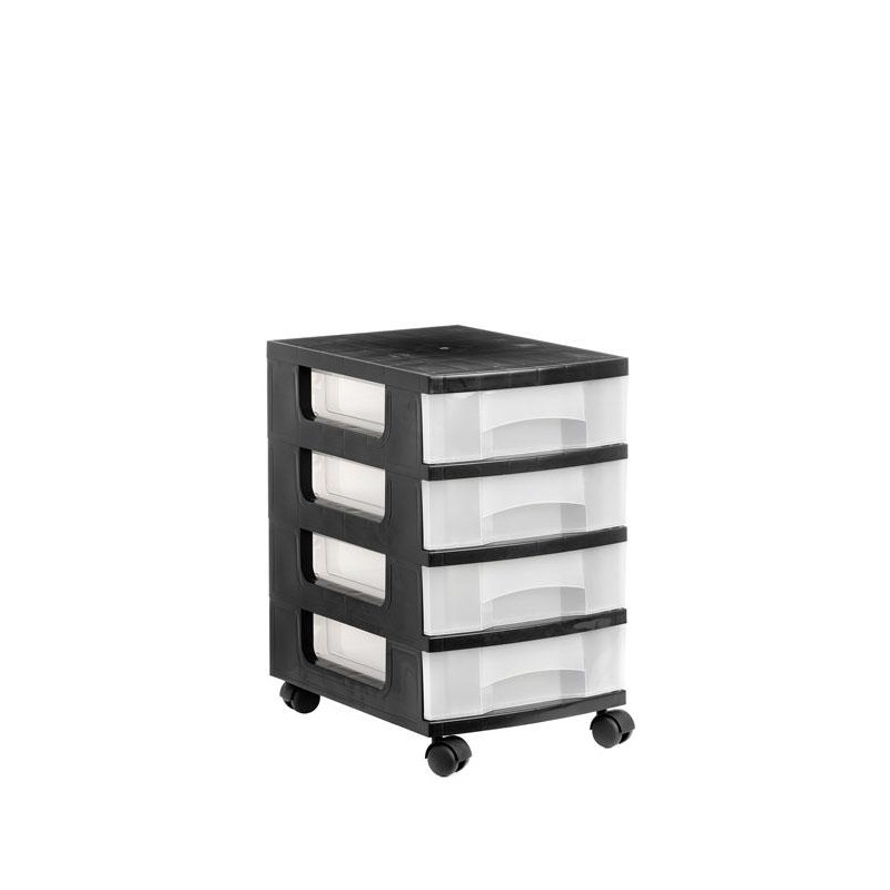 (1104R CS TL) ARCHIVO 2000 TORRE DE ALMACENAJE ARCHIVO 2000 CON 4 CAJONES DE 6 LITROS. RUEDAS INCLUÍDAS 390X290X480 MM NEGRO