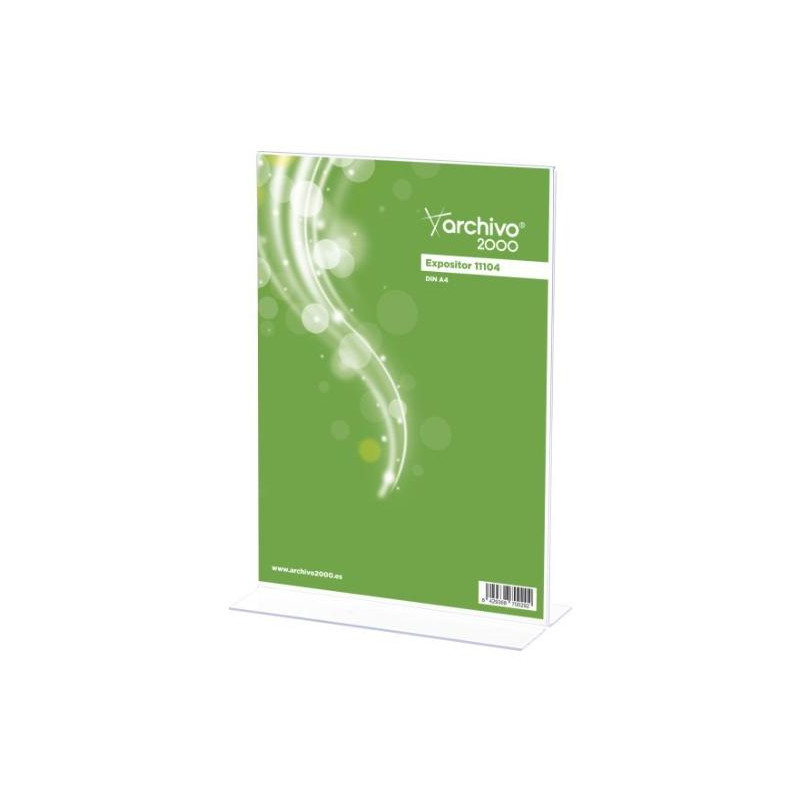 (11104 CS TP) ARCHIVO 2000 EXPOSITOR SOBREMESA EN FORMA DE T DIN A4 VERTICAL 90X210X305 MM CRISTAL TRANSPARENTE