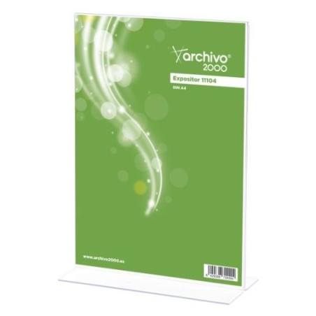 (11111 CS TP) ARCHIVO 2000 EXPOSITOR SOBREMESA EN FORMA DE T 1/3 DIN A4 VERTICAL 80X110X215 MM CRISTAL TRANSPARENTE