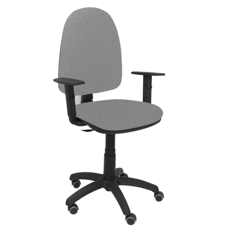 (04CPBALI40B10RP) PIQUERAS Y CRESPO SILLA AYNA CP BRAZOS REGULABLES RUEDAS DE PARQUET TEJIDO BALI GRIS CLARO