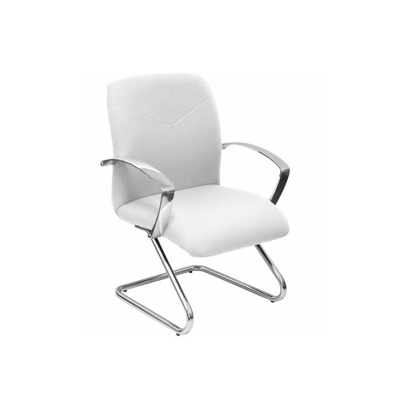 (117CPBALI10) PIQUERAS Y CRESPO SILLÓN CONFIDENTE CAUDETE PATÍN CHASIS CROMADO TEJIDO BALI BLANCO