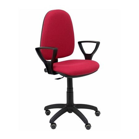 (04CPBALI933BGOLFRP) PIQUERAS Y CRESPO SILLA AYNA REGULABLE EN ALTURA C/ BRAZOS FIJOS RUEDAS DE PARQUÉ BALI GRANATE