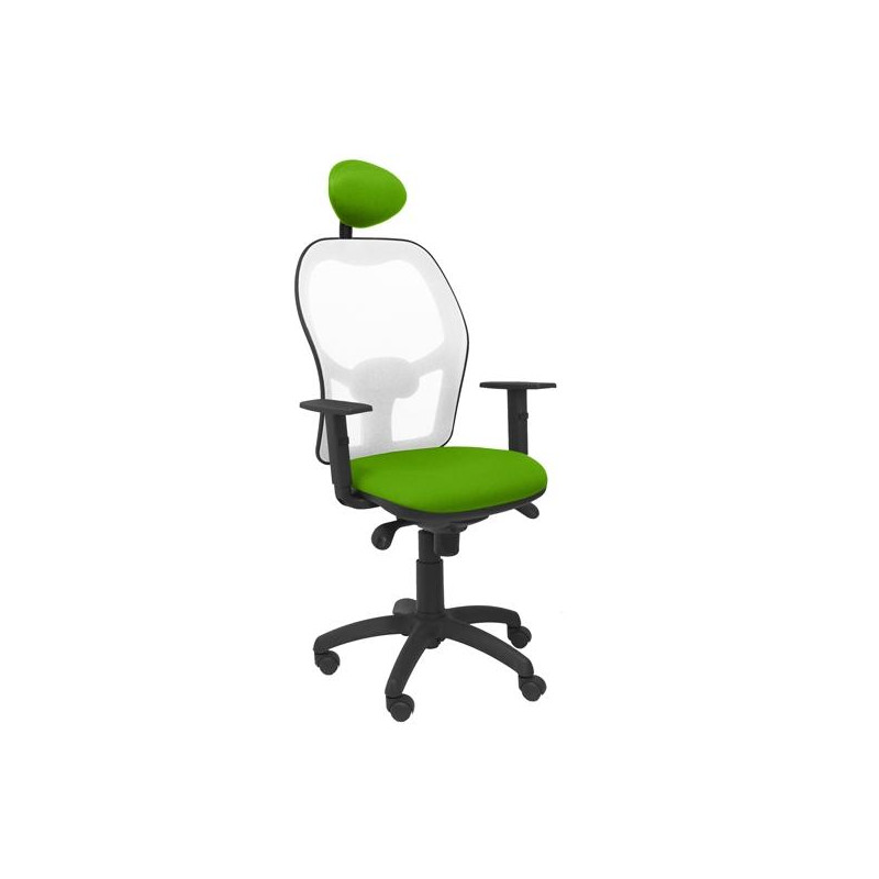 (15SBBALI22C) PIQUERAS Y CRESPO SILLA JORQUERA BRAZOS REGULABLES C/CABECERO FIJO MALLA BLANCA ASIENTO BALI VERDE PISTACHO