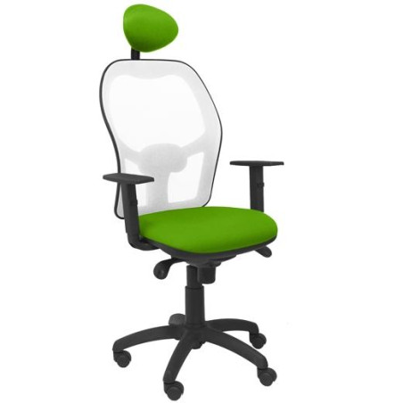 (15SBBALI22C) PIQUERAS Y CRESPO SILLA JORQUERA BRAZOS REGULABLES C/CABECERO FIJO MALLA BLANCA ASIENTO BALI VERDE PISTACHO