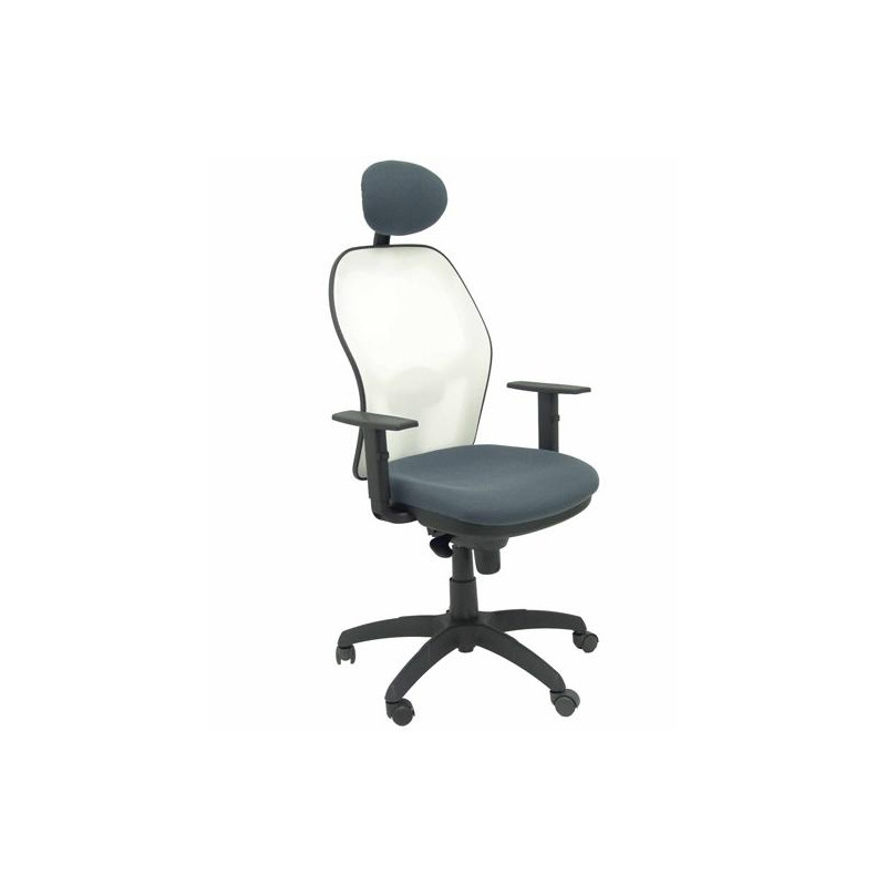 (15SBBALI600C) PIQUERAS Y CRESPO SILLA JORQUERA BRAZOS REGULABLES C/CABECERO FIJO MALLA BLANCA ASIENTO BALI GRIS OSCURO