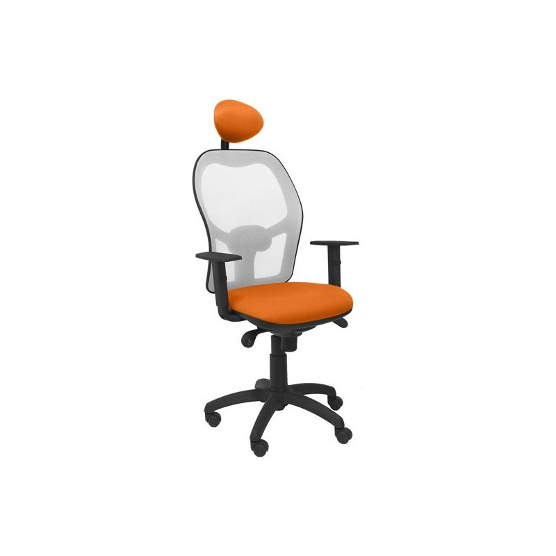 (15SGRBALI308C) PIQUERAS Y CRESPO SILLA JORQUERA BRAZOS/R CABECERO FIJO RESPALDO MALLA GRIS ASIENTO BALI NARANJA