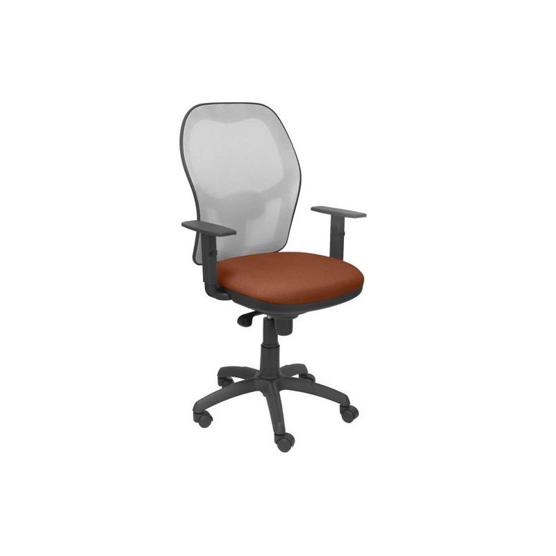 (15SGRBALI363) PIQUERAS Y CRESPO SILLA JORQUERA MALLA GRIS ASIENTO BALI MARRÓN