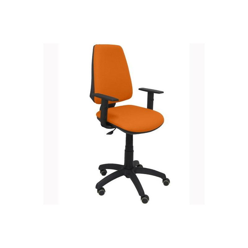 (14CPBALI308B10RP) PIQUERAS Y CRESPO SILLA ELCHE GIRATORIA CP BRAZOS REGULABLES RUEDAS DE PARQUÉ TEJIDO BALI NARANJA