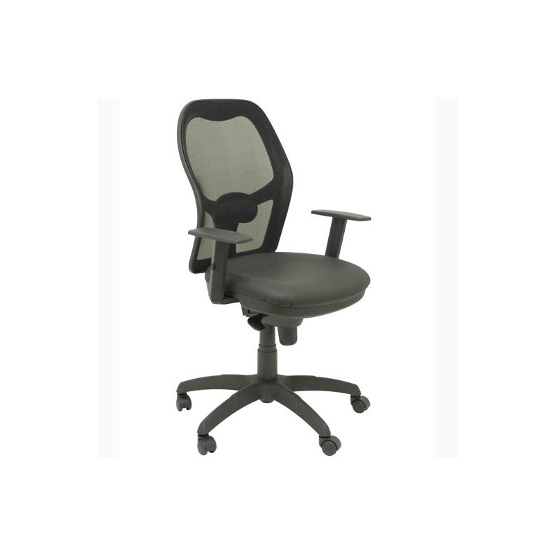 (15SNSPNE) PIQUERAS Y CRESPO SILLA JORQUERA GIRATORIA SINCRO BRAZOS/R RESPALDO DE MALLA Y ASIENTO SIMILPIEL NEGRO