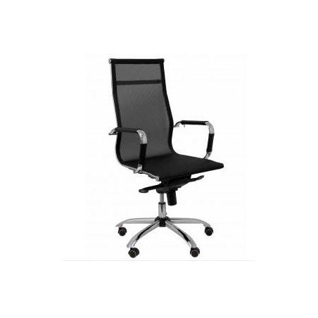 (203DBNE) PIQUERAS Y CRESPO SILLÓN BARRAX BASCULANTE REGULABLE/A BRAZOS/F RUEDAS DE GOMA MALLA NAILON NEGRO