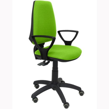 (14SBALI22BGOLFRP) PIQUERAS Y CRESPO SILLA ELCHE GIRATORIA SINCRO BRAZOS/F RUEDAS DE PARQUÉ TEJIDO BALI VERDE PISTACHO