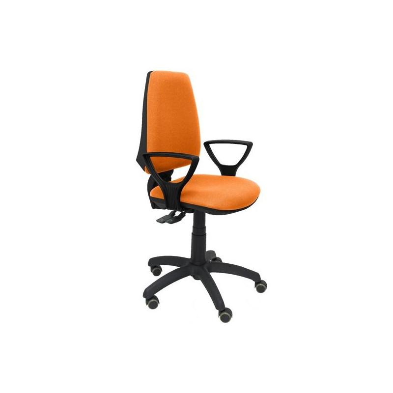 (14SBALI308BGOLFRP) PIQUERAS Y CRESPO SILLA ELCHE S BRAZOS FIJOS RUEDAS DE PARQUET TEJIDO BALI NARANJA