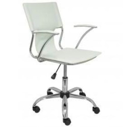 (214CR) PIQUERAS Y CRESPO SILLA BOGARRA GIRATORIA BRAZOS/F CHASIS CROMADO TAPIZADO SIMILPIEL CREMA