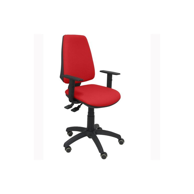 (14SBALI350B10RP) PIQUERAS Y CRESPO SILLA ELCHE GIRATORIA CP BRAZOS REGULABLES RUEDAS DE PARQUÉ TEJIDO BALI ROJO