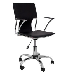 (214NE) PIQUERAS Y CRESPO SILLA BOGARRA GIRATORIA BRAZOS/F CHASIS CROMADO TAPIZADO SIMILPIEL NEGRO