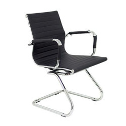 (258CPNE) PIQUERAS Y CRESPO MODELO MADROÑO SILLON PATIN ASIENTO Y RESPALDO EN SEMIPIEL COLOR NEGRO