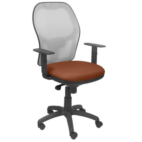 (15SGRBALI363) PIQUERAS Y CRESPO SILLA JORQUERA MALLA GRIS ASIENTO BALI MARRÓN