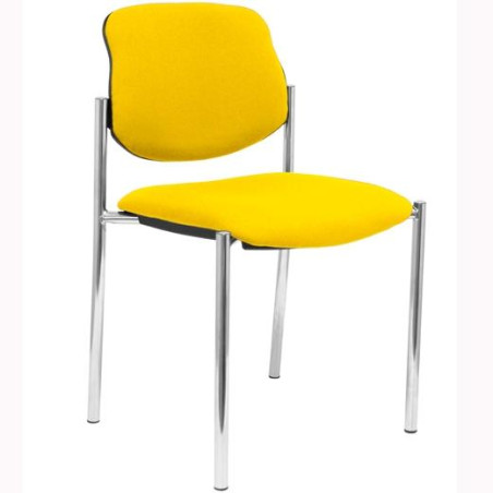 (27CRBALI100) PIQUERAS Y CRESPO SILLA FIJA STYL SIN BRAZOS CHASIS CROMO TEJIDO BALI AMARILLO