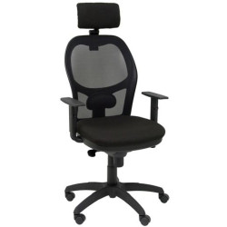 (15SNBALI840CRG) PIQUERAS Y CRESPO SILLA JORQUERA BRAZOS REGULABLES C/CABECERO REGULABLE MALLA NEGRA ASIENTO BALI NEGRO