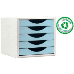 (4005 AZ PS) ARCHIVO 2000 MÓDULO ORGANIZADOR ECOGREEN SOBREMESA 5 CAJONES 340X270X260 RECICLADO AZUL PASTEL