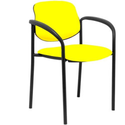 (27NSPAMCB) PIQUERAS Y CRESPO SILLA FIJA STYL B/FIJOS CHASIS NEGRO TAPIZADO SIMILPIEL AMARILLO