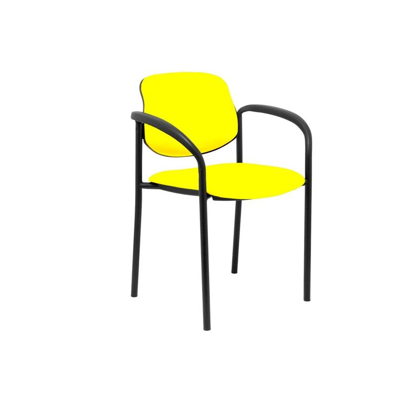 (27NSPAMCB) PIQUERAS Y CRESPO SILLA FIJA STYL B/FIJOS CHASIS NEGRO TAPIZADO SIMILPIEL AMARILLO